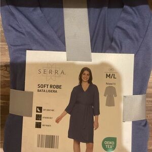 Serra Blue Plush Robe for Comfort